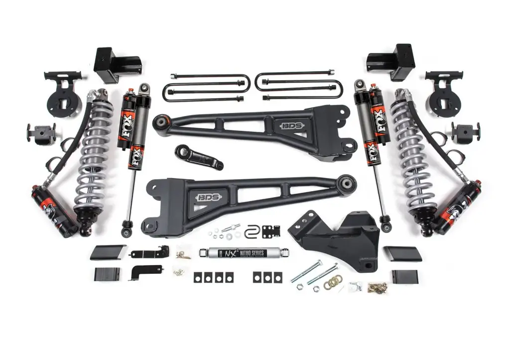 5 Inch Lift Kit w/ Radius Arm | FOX 2.5 Performance Elite Coilover Conversion | Ford F350 Super Duty DRW (2023-2026) 4WD Diesel | FOX 2.5 Performance Series HTO Rear Shocks | BDS Suspension